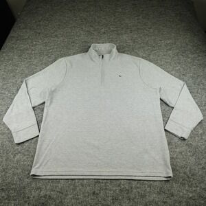 Vineyard‎ Vines Mens Pullover 2XL Gray Pin Strip Saltwater 1/4 Zip Preppy Casual